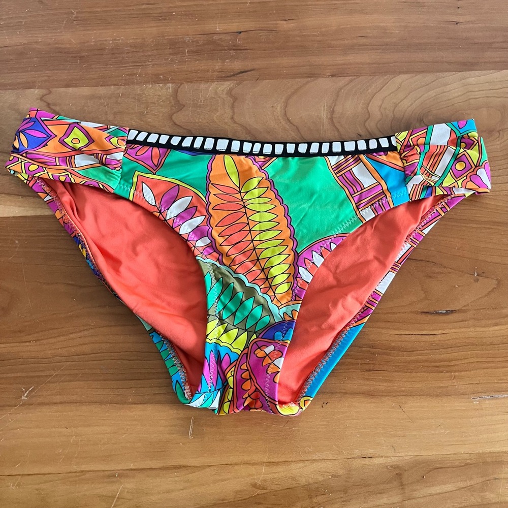 Trina Turk Womens Multicolor Psychedelic Floral Print Bikini Bottom Low Rise